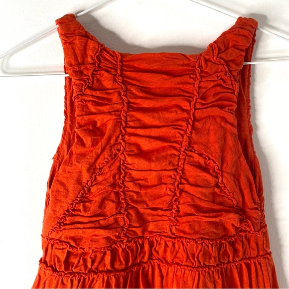 Anthropologie Ric Rac Red Orange Ruffled Cotton Tank Top - Picture 6 of 8